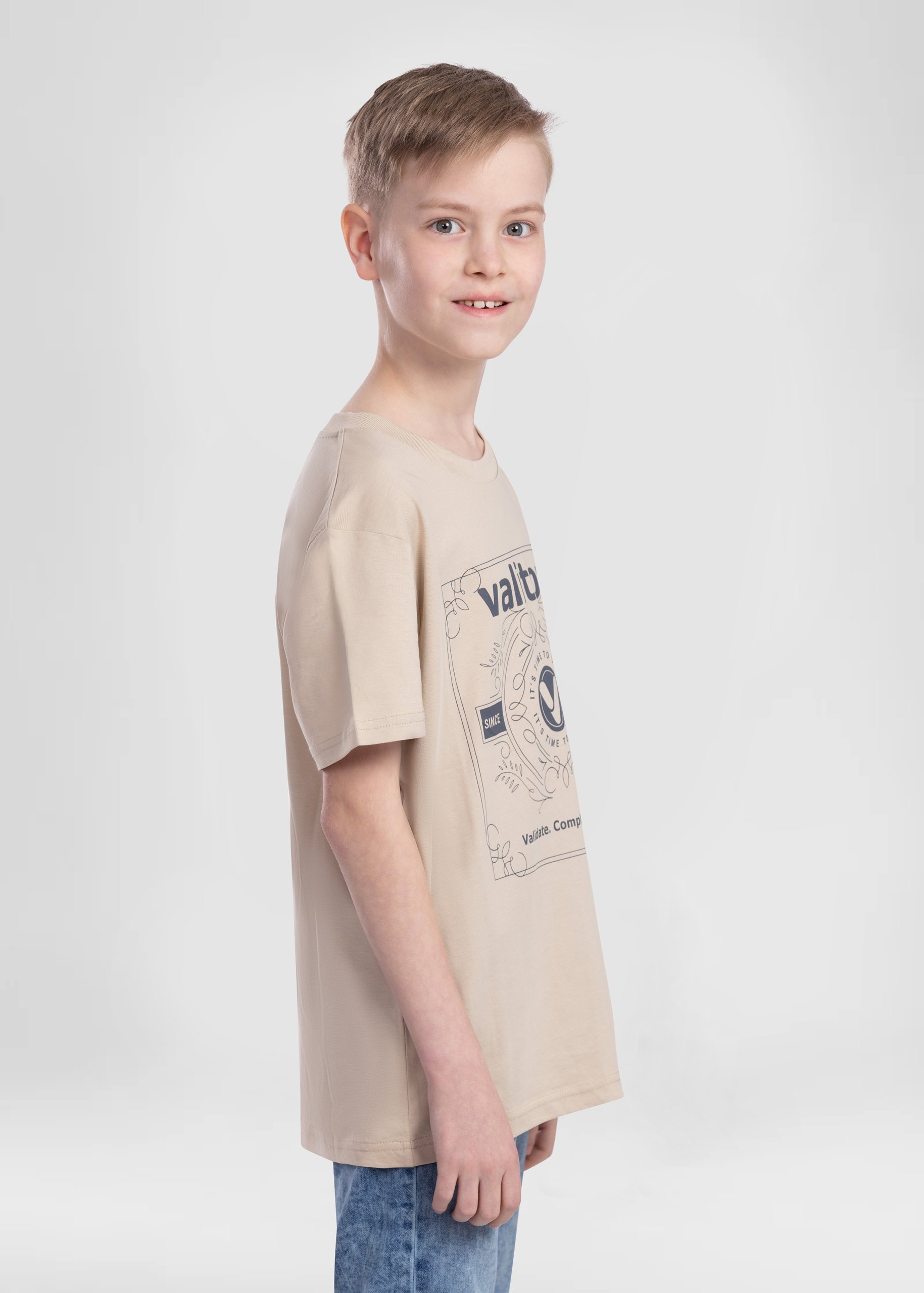 T-shirt valitool unisexe Time to Check Desert Dust – vue de profil sur un enfant